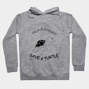 Skip a Straw Save a Turtle Anti Plastic - White Hoodie